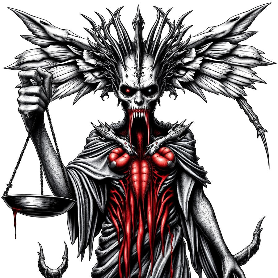 Prompt: Angel holding justice scale